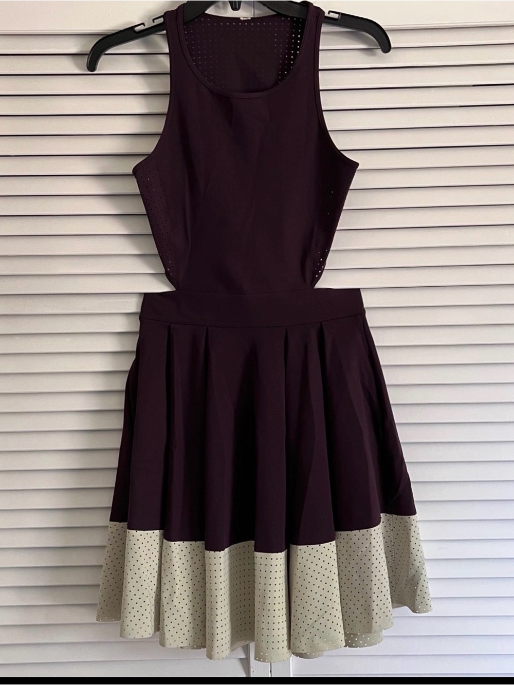 lululemon athletica Plum Tank Fit-and-Flare Dress with Cream Polka Dot Hem